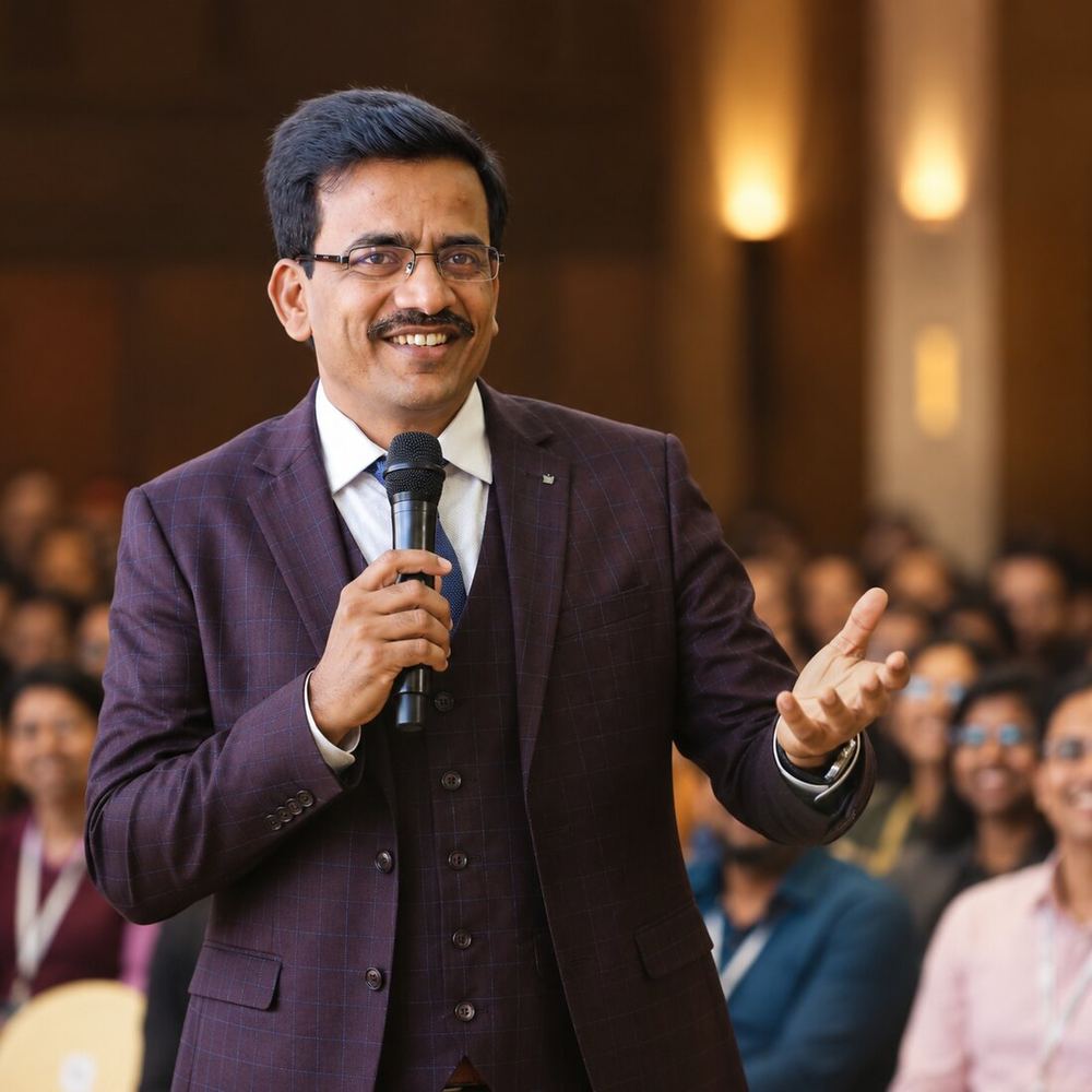 Ganesh Mandadi, Relationship Intelligence and Life Partner Decision Expert, speaking on stage